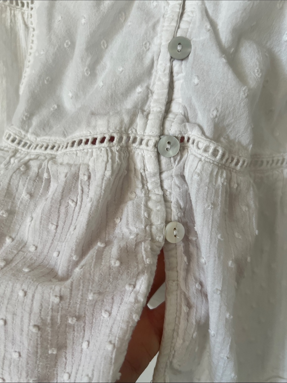 White Eyelet Button-Front Ruffle Strap Tank - Picture 8 of 10